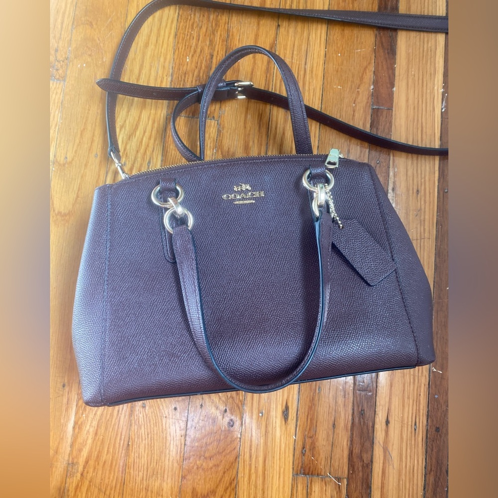 COACH Purple Violet Crossgrain Leather Mini CHRISTIE Satchel crossbody